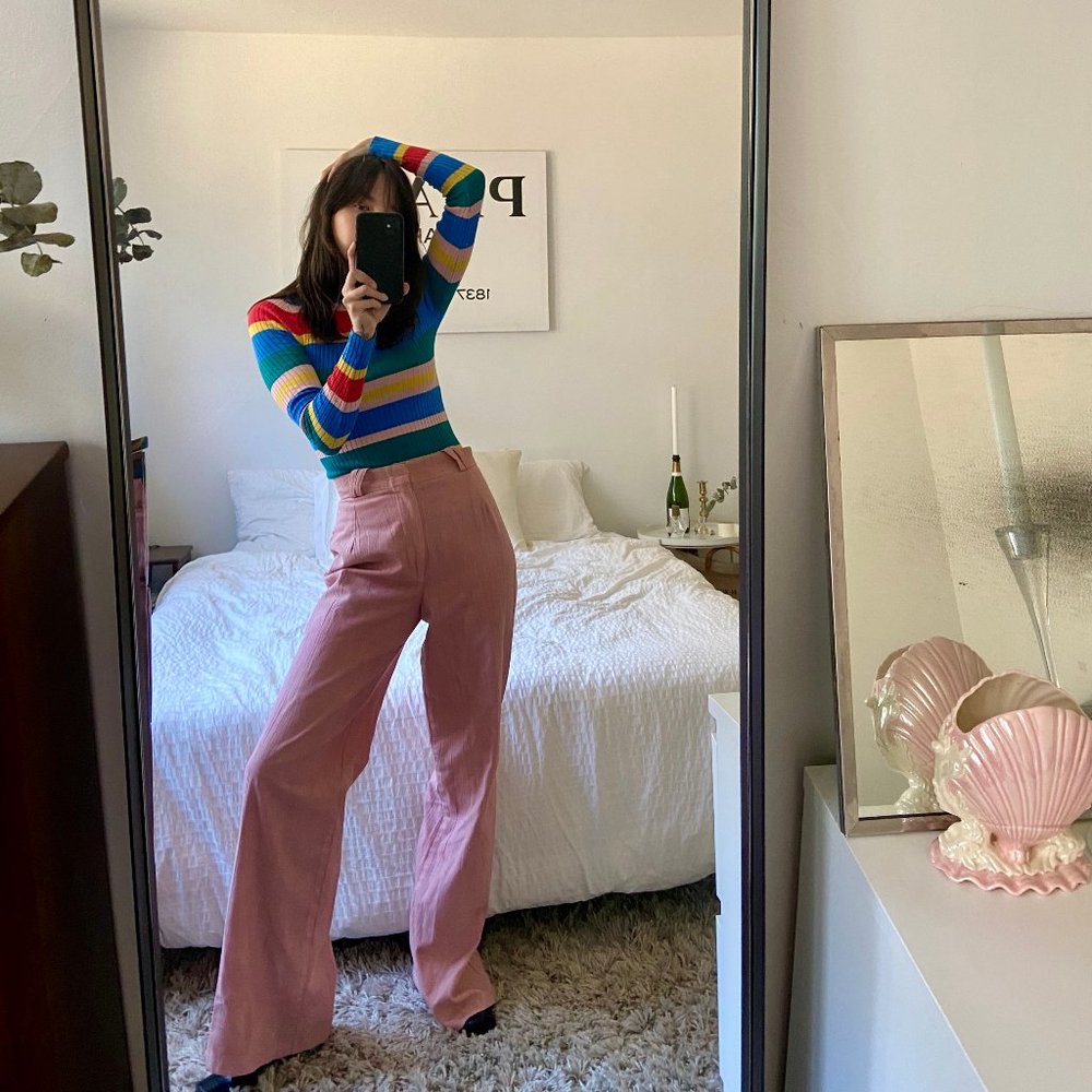 Striped Ribbed Rainbow Shirt